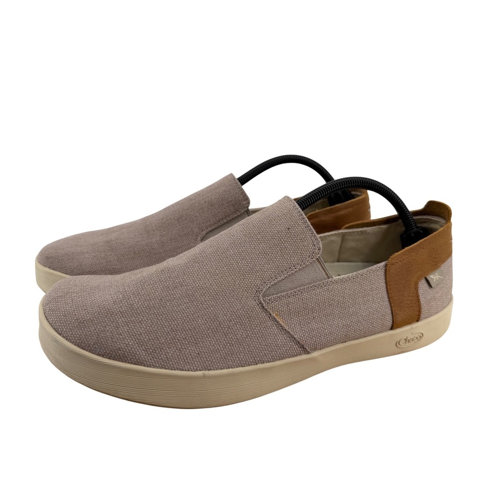 Chaco Davis Slip-On‎ Canvas Leather Sneakers Mens 11 Gray Tan J106131